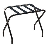 Reggivaligia in acciaio nero e cinghie in PVC