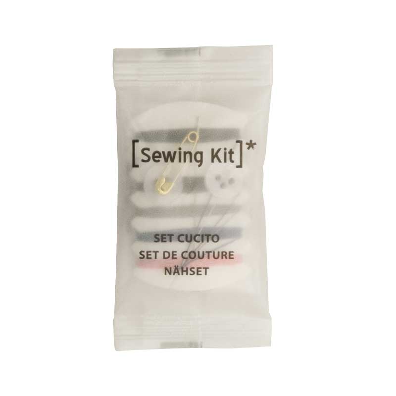 Sewing kit in transparent frosted heat-sealed sachet