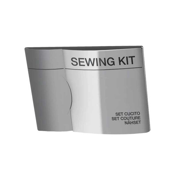 Sewing kit in silver paper carton
