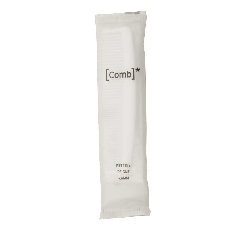 Comb in a transparent frosted heat-sealed sachet