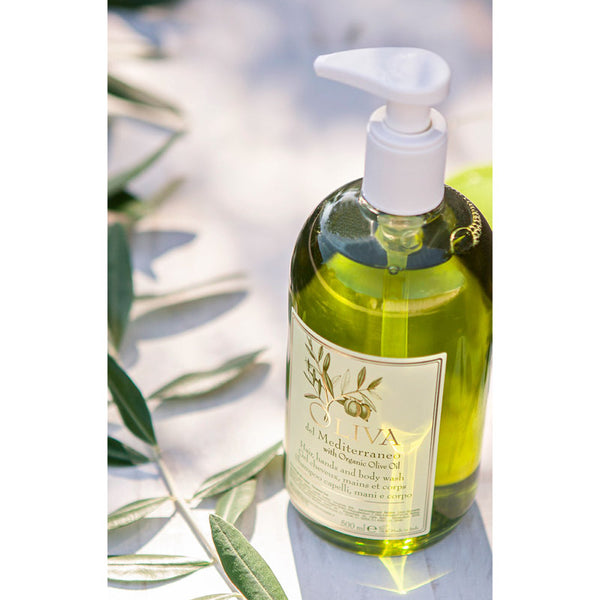 Refillable Shower Gel and Shampoo Dispenser, 500 ml - Oliva del Mediterraneo