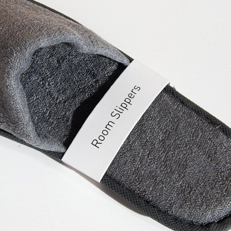 Grey Closed-Toed Terry Slippers