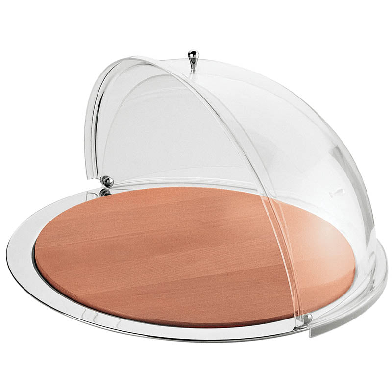Piatto Formaggi Con Cupola Apribile E Tagliere In Faggio, buffet Inox - Pintinox