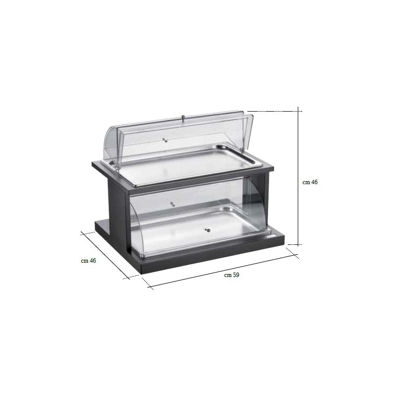 Alzata 2 Piani Doppia Cupola Con Vassoi Per Pasticceria, Wengé, buffet Classic - Pintinox