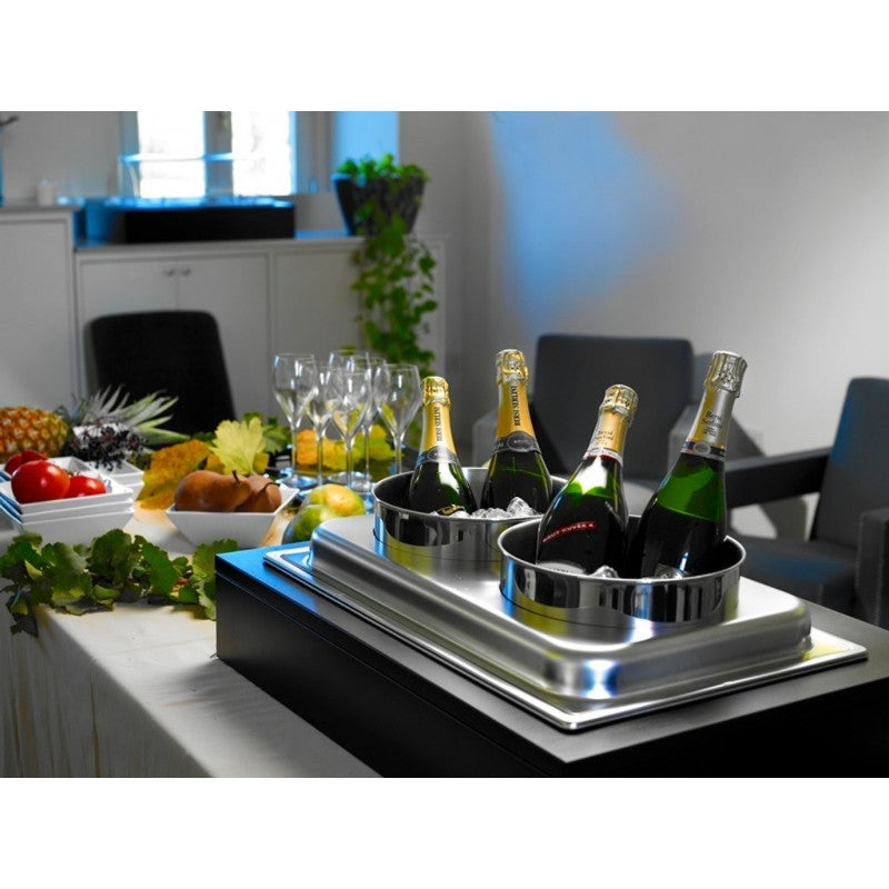 Secchiello Portavino A Doppia Parete – Isotermico Per Champagne E Vino – Design A Righe Oro E Argento – 17,5 Cm Altezza - 2