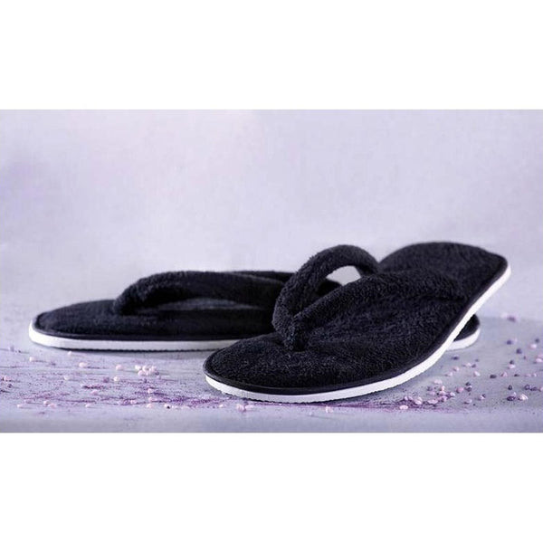 Extra-velour black flip flop slippers EGO