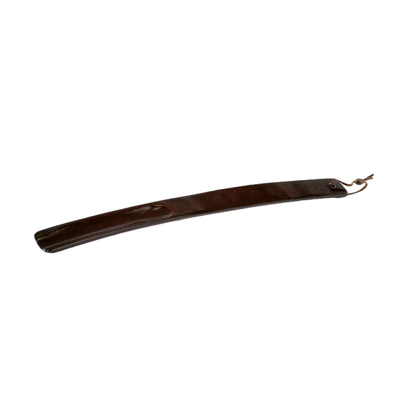 Wood shoehorn with leather lace