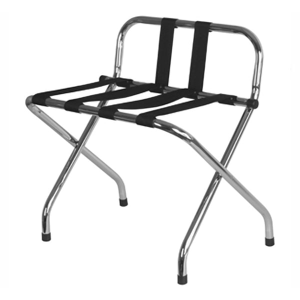 Folding chrome steel Luggage Rack with side and black PVC straps