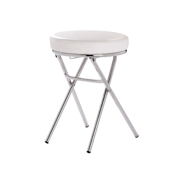 Folding bathroom stool with eco-leather seat, mod. Gamma - White