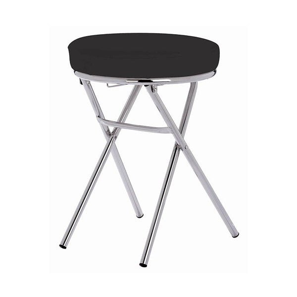 Folding bathroom stool with eco-leather seat, mod. Gamma - Black