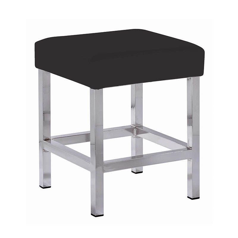 Taburete de baño con asiento tapizado de piel sintética QUADRO - negro