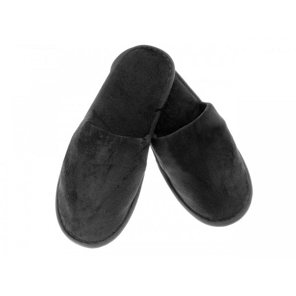Velour Closed Black Slippers