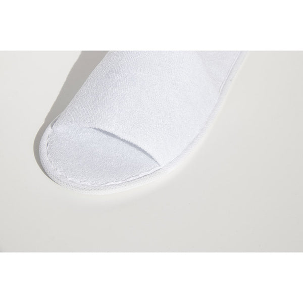 White Open-Toed Terry Slippers