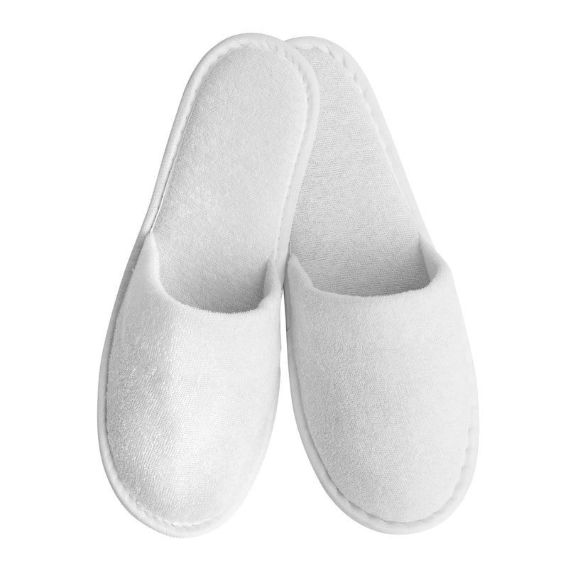 Closed White Terry Towel Slippers
