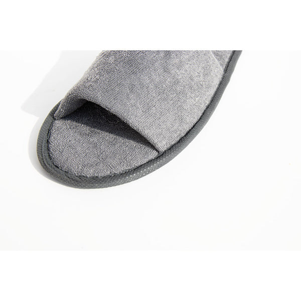 Grey Open-Toed Terry Slippers