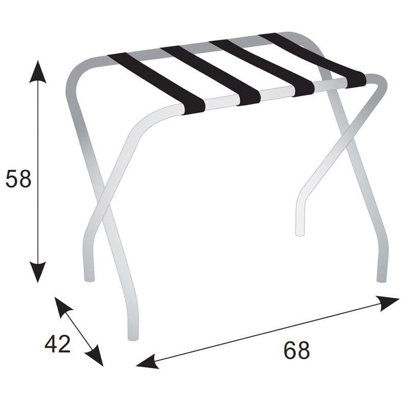 Reggivaligia in acciaio cromato e cinghie in PVC