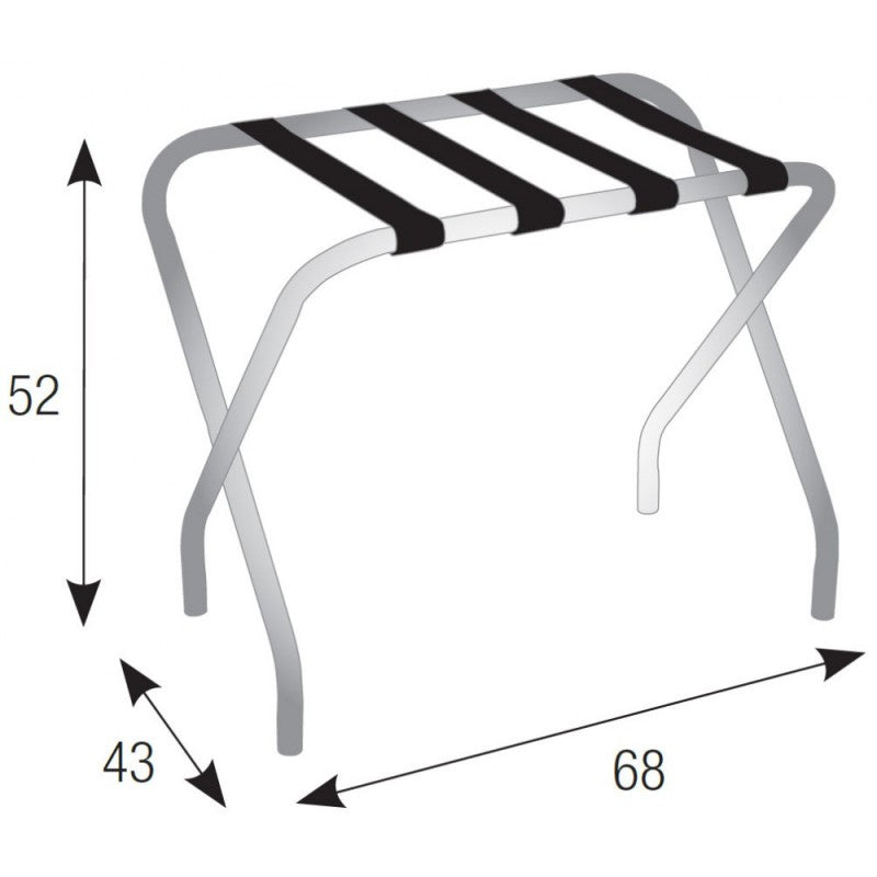 Reggivaligia in acciaio cromato e cinghie in PVC