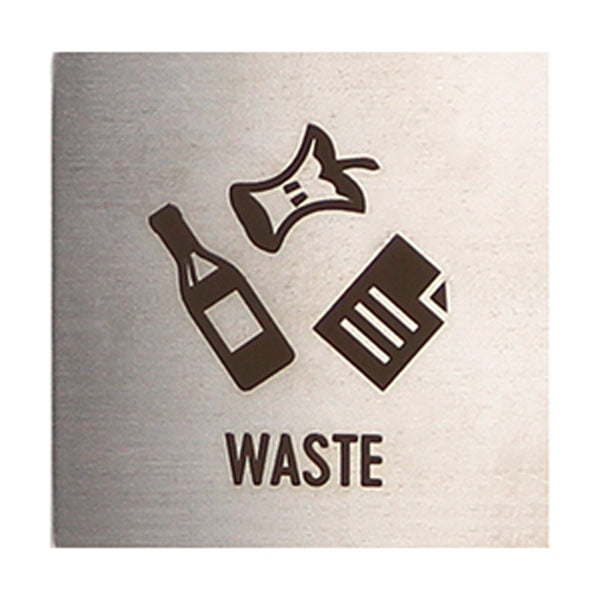 Targhetta simbolo "waste" in acciaio inox