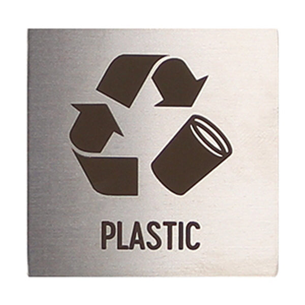 Targhetta simbolo "plastic" in acciaio inox