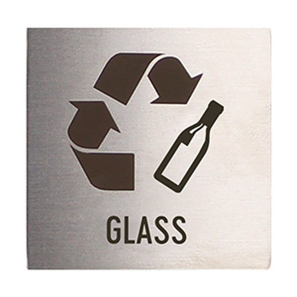 Targhetta simbolo "glass" in acciaio inox