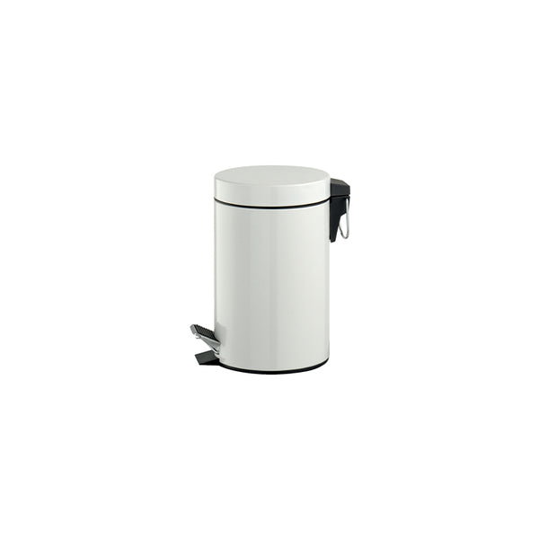 3-Liter-Treteimer aus weiß lackiertem, poliertem Edelstahl