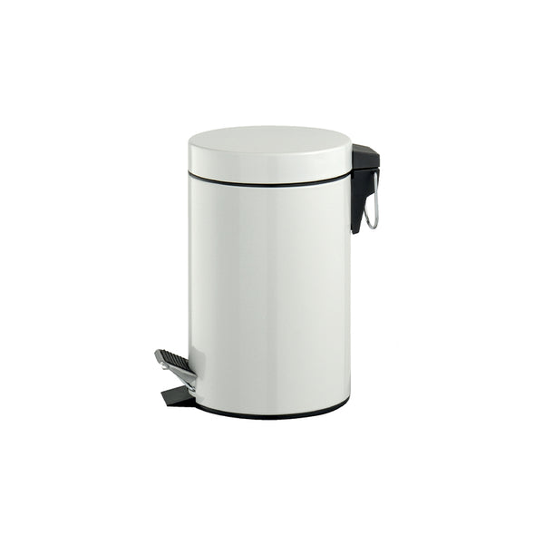 5-Liter-Treteimer aus weiß lackiertem, poliertem Edelstahl
