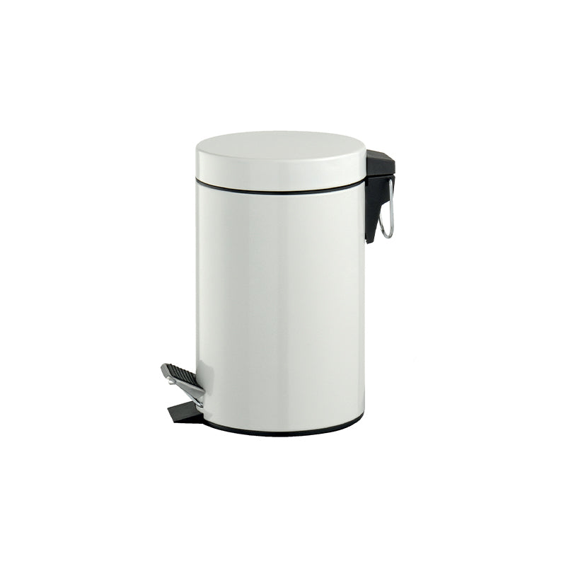 Cestino a pedale in acciaio inox lucido verniciato bianco 5 Litri