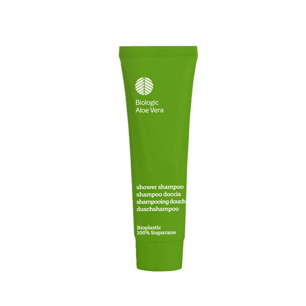Shampoo Doccia 30 ml, Aloe Vera, 100% Bioplastica Canna da Zucchero - Green Leaf