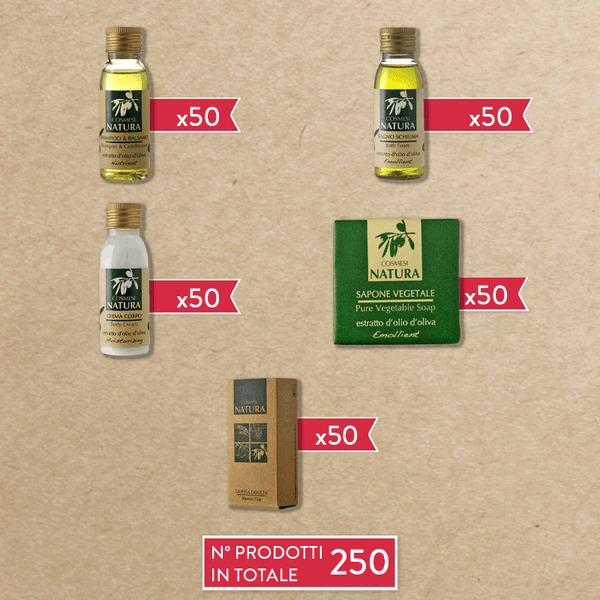 Kit de inicio Cosmesi Natura aceite de oliva - 250 piezas