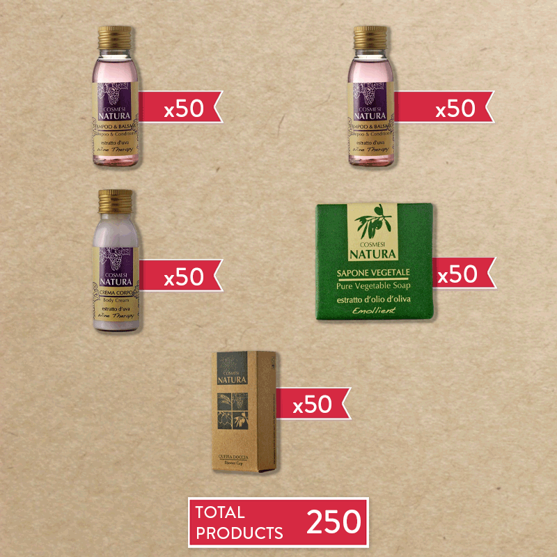 Kit d'Accueil Cosmesi Natura Wine Therapy - 250 pièces