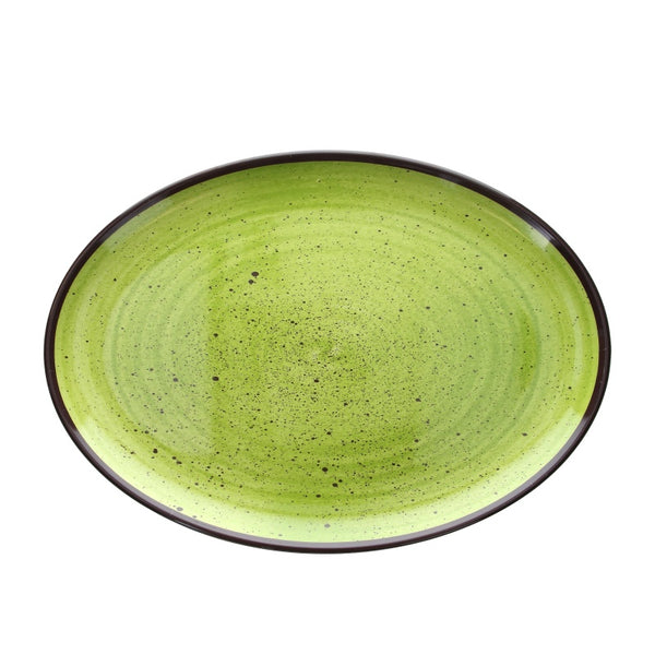 Vassoio Ovale cm 35,5x25,5, Colore Verde, Collezione Show Plate Colourful - Tognana Porcellane