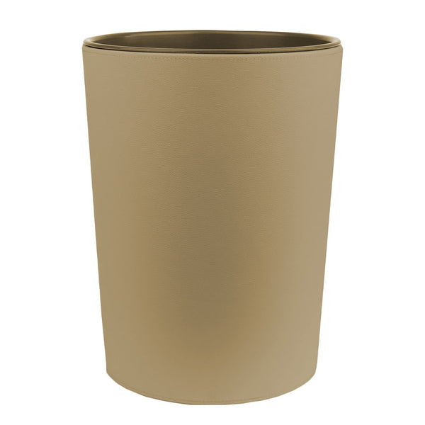 Round wastepaper basket, eco-leather color taupe