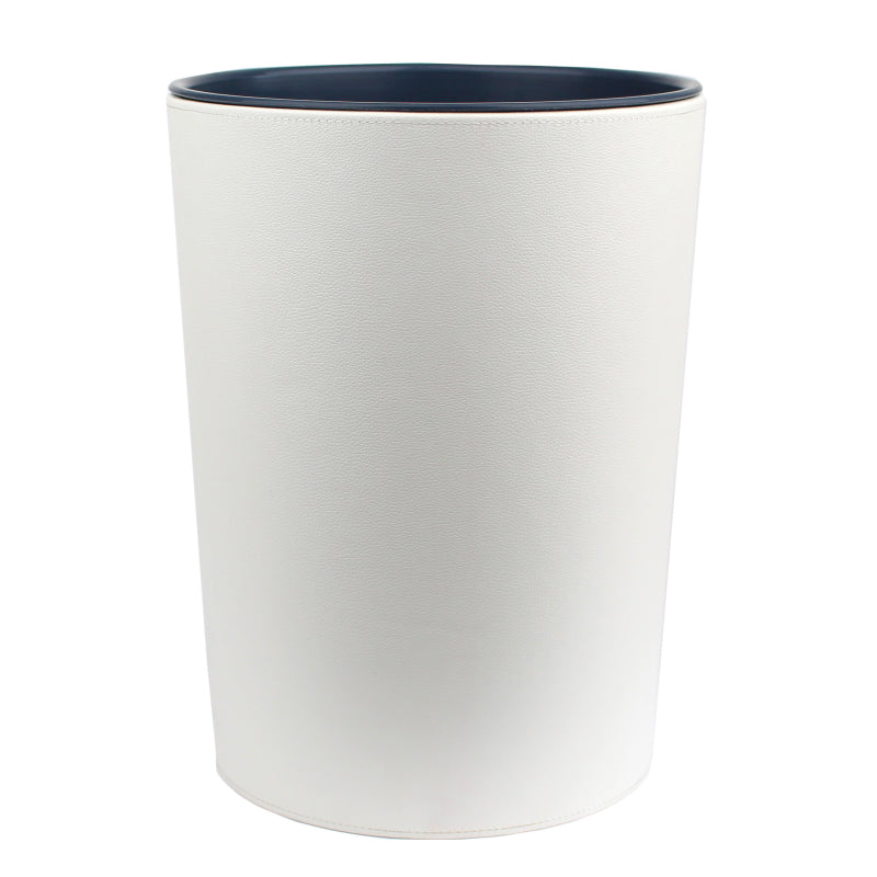 Round Wastepaper basket, eco-leather color white