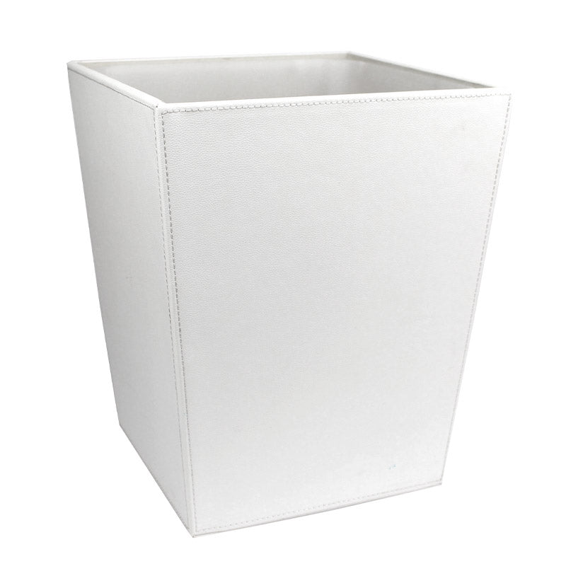 Square wastepaper basket in eco-leather, Color White