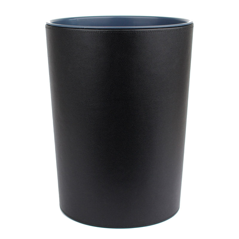 Round Wastepaper basket, eco-leather color black
