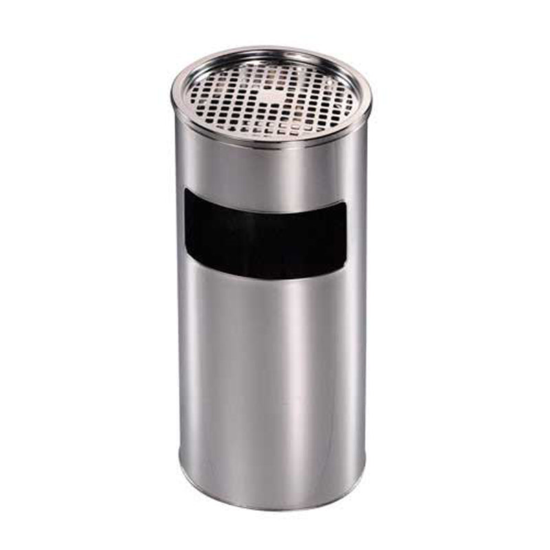 Pattumiera Con Posacenere In Acciaio Inox 30 Litri Per Esterno - Argento - 3