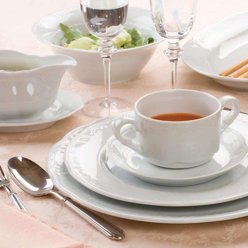 Piatto Dessert In Porcellana Bianca Ø cm 22, collezione Vecchio Vienna - Tognana Porcellane