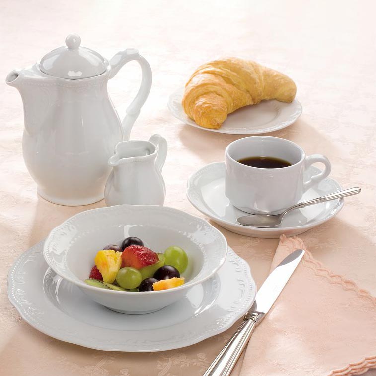 Piatto Dessert In Porcellana Bianca Ø cm 22, collezione Vecchio Vienna - Tognana Porcellane